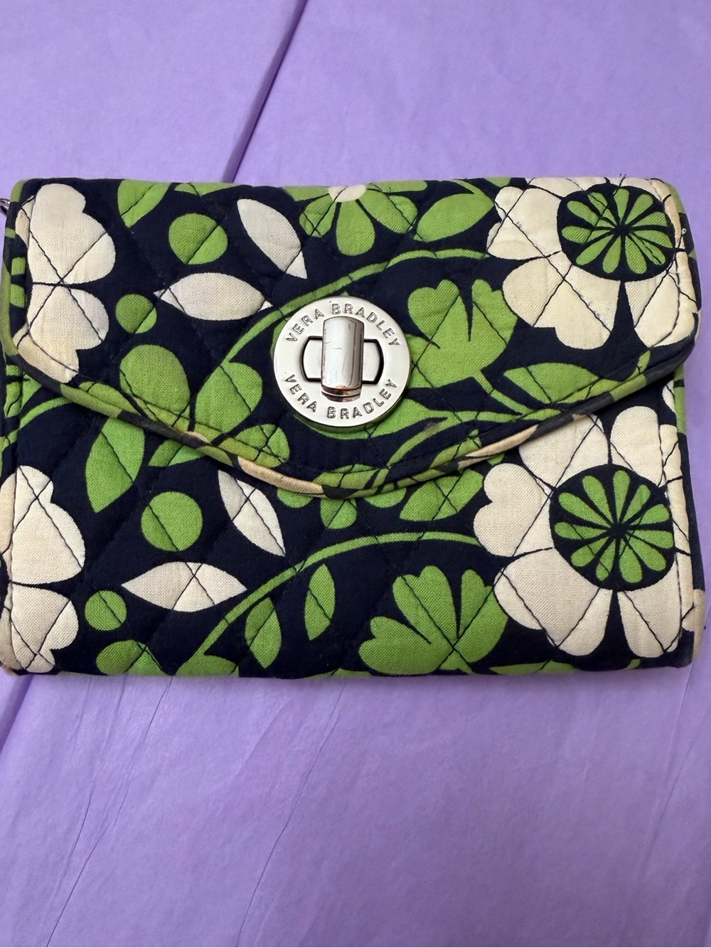 Vera Bradley Green Floral Quilted Wallet